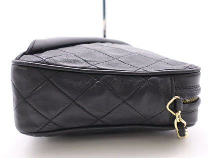 CHANEL Lambskin Matelasse 22 Shoulder Bag with Fringe, Tassel, and GD Hardware, Black Seal, 1563828