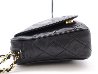 CHANEL Lambskin Matelasse 22 Shoulder Bag with Fringe, Tassel, and GD Hardware, Black Seal, 1563828