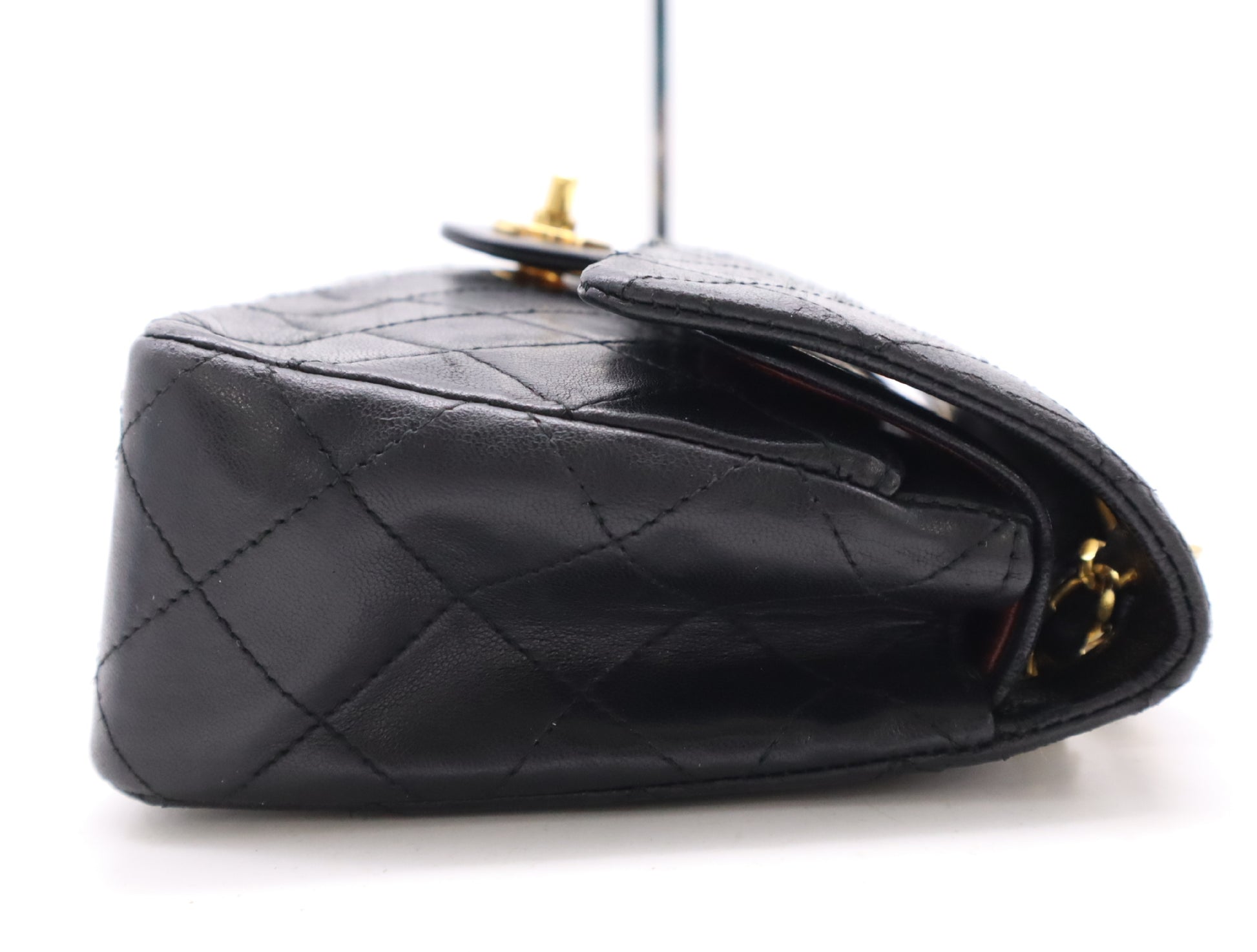 CHANEL Lambskin Matelasse 23 Double Flap Double Chain GD Hardware Black Seal Card 0775717 Shoulder Bag