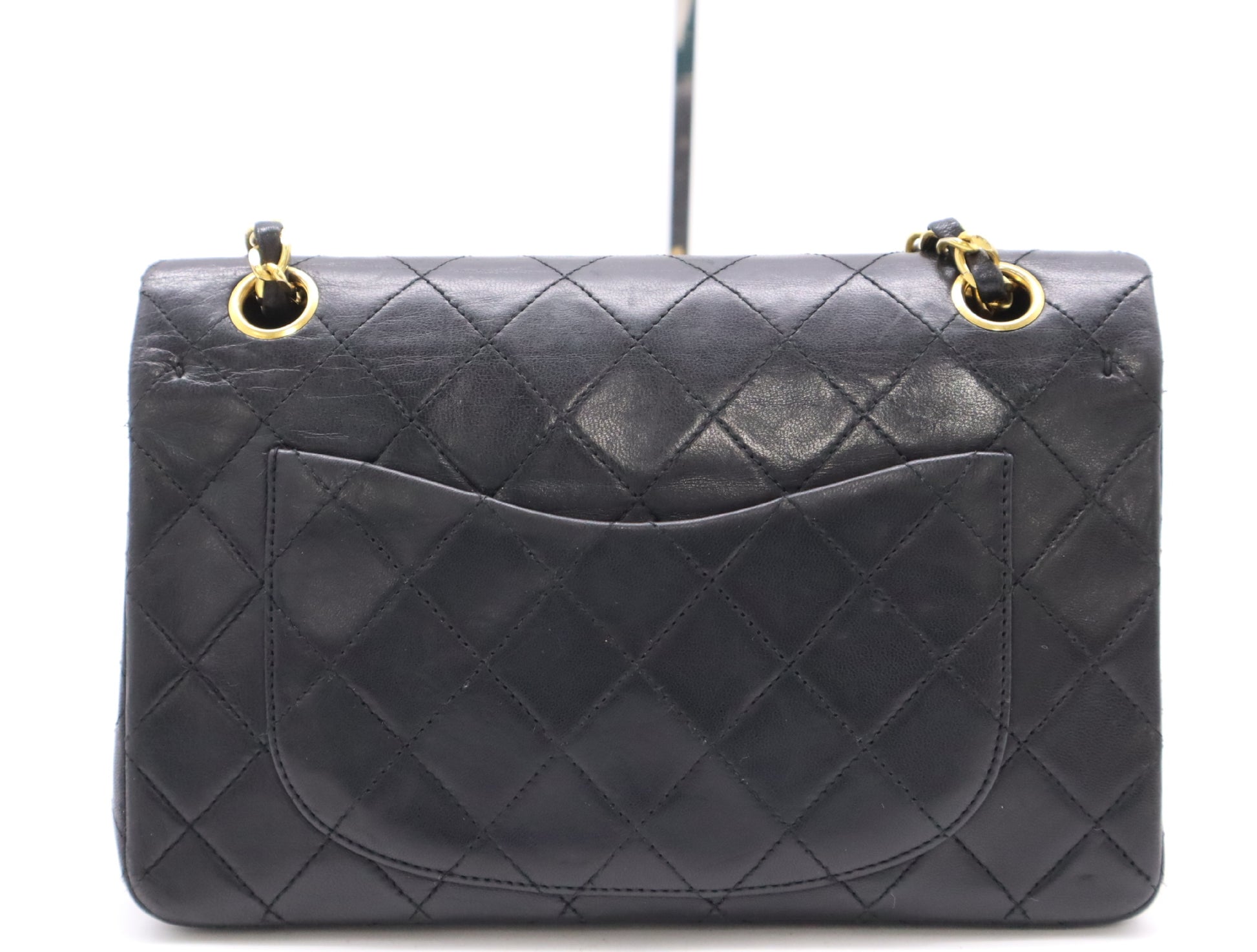 CHANEL Lambskin Matelasse 23 Double Flap Double Chain GD Hardware Black Seal Card 0775717 Shoulder Bag