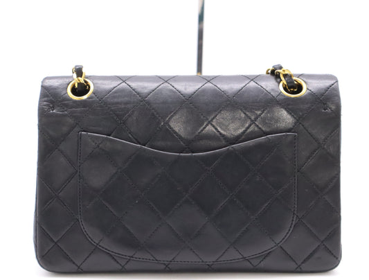 CHANEL Lambskin Matelasse 23 Double Flap Double Chain GD Hardware Black Seal Card 0775717 Shoulder Bag