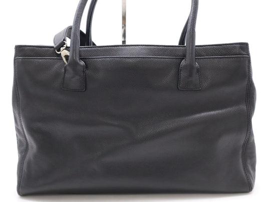 CHANEL Caviar Leather Executive Tote 2-Way Bag, Black, with Silver Hardware and Shoulder Strap