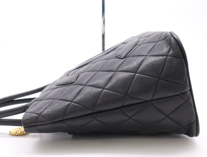 CHANEL Caviar Leather Reproduction Tote Bag with GD Hardware and Black Seal, 6384472