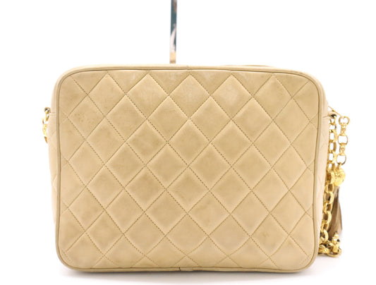 CHANEL Diana 24 Lambskin Matelasse Shoulder Bag with S-Flap, S-Chain, and GD Hardware, Beige