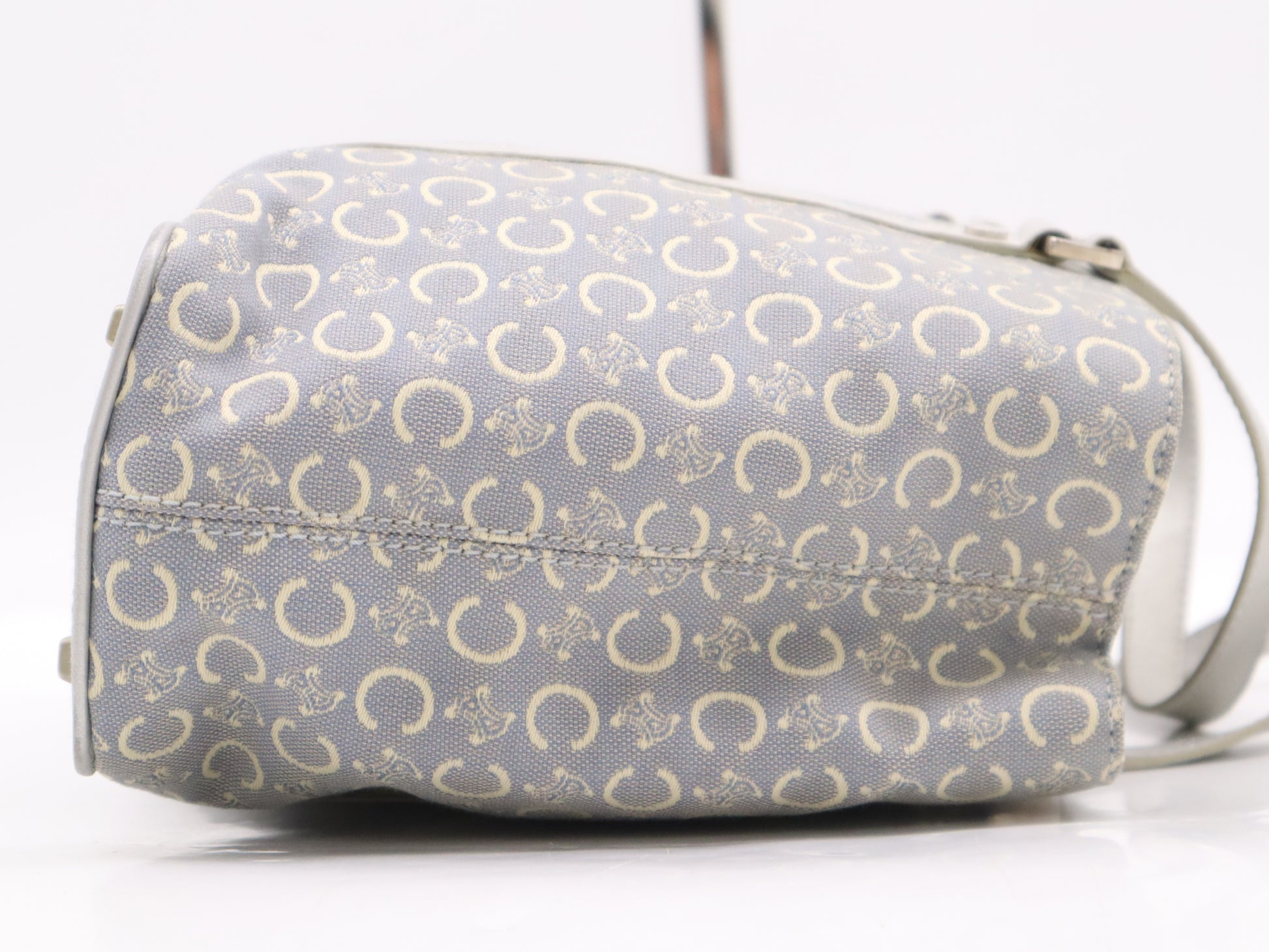 CELINE CE00/13 Canvas C Macadam Tote Bag Blue White Silver Handbag