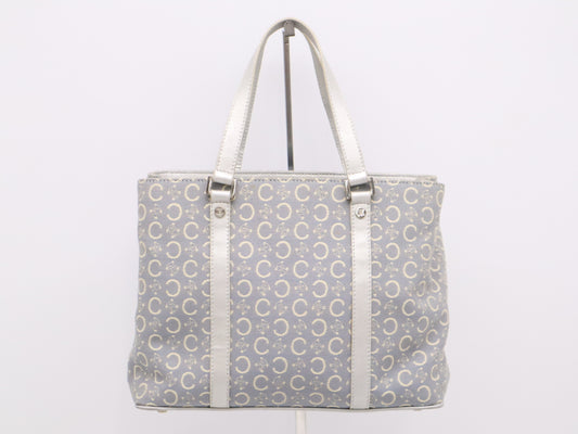 CELINE CE00/13 Canvas C Macadam Tote Bag Blue White Silver Handbag