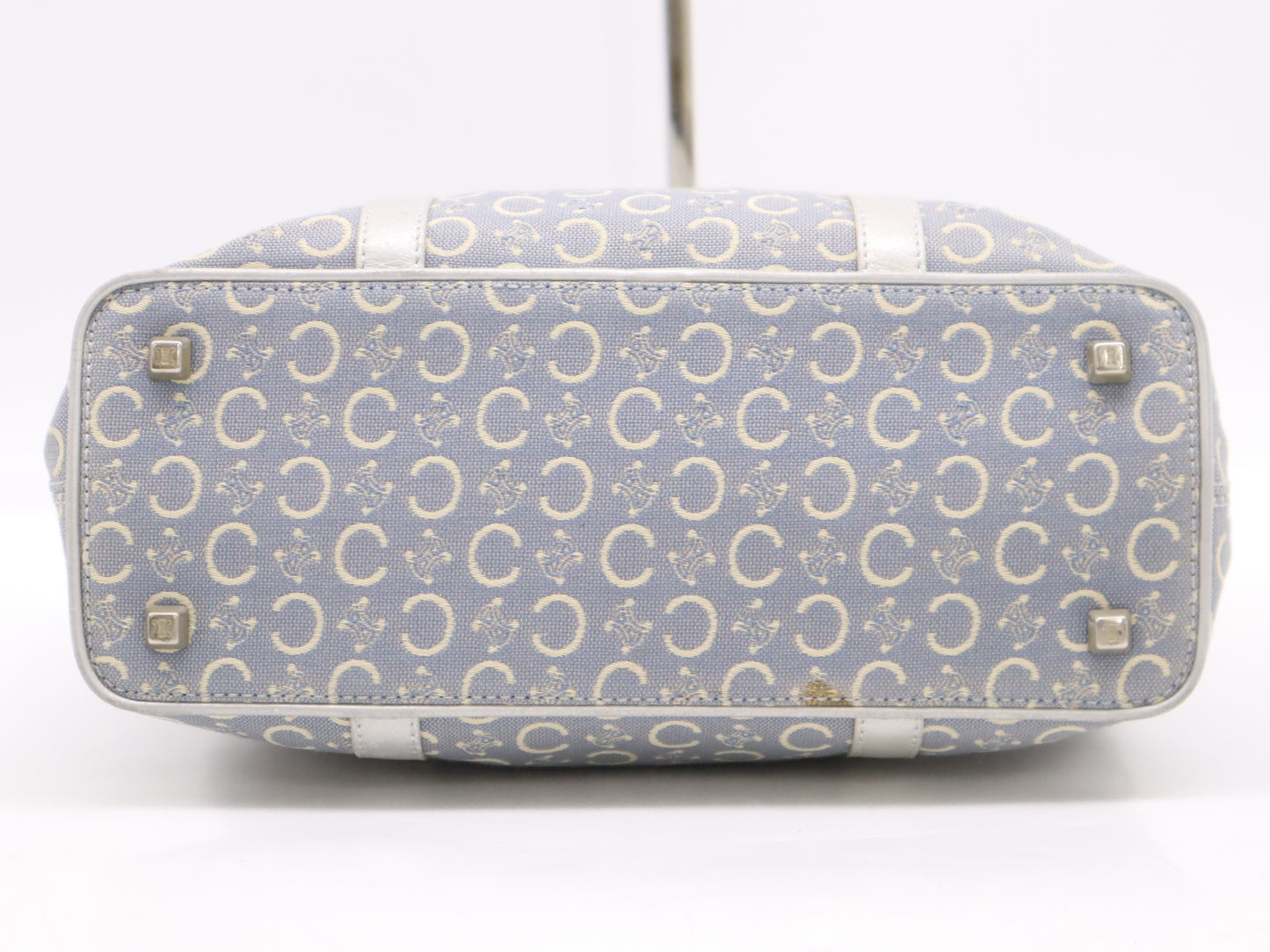 CELINE CE00/13 Canvas C Macadam Tote Bag Blue White Silver Handbag