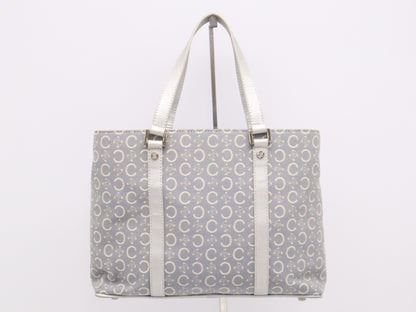CELINE CE00/13 Canvas C Macadam Tote Bag Blue White Silver Handbag