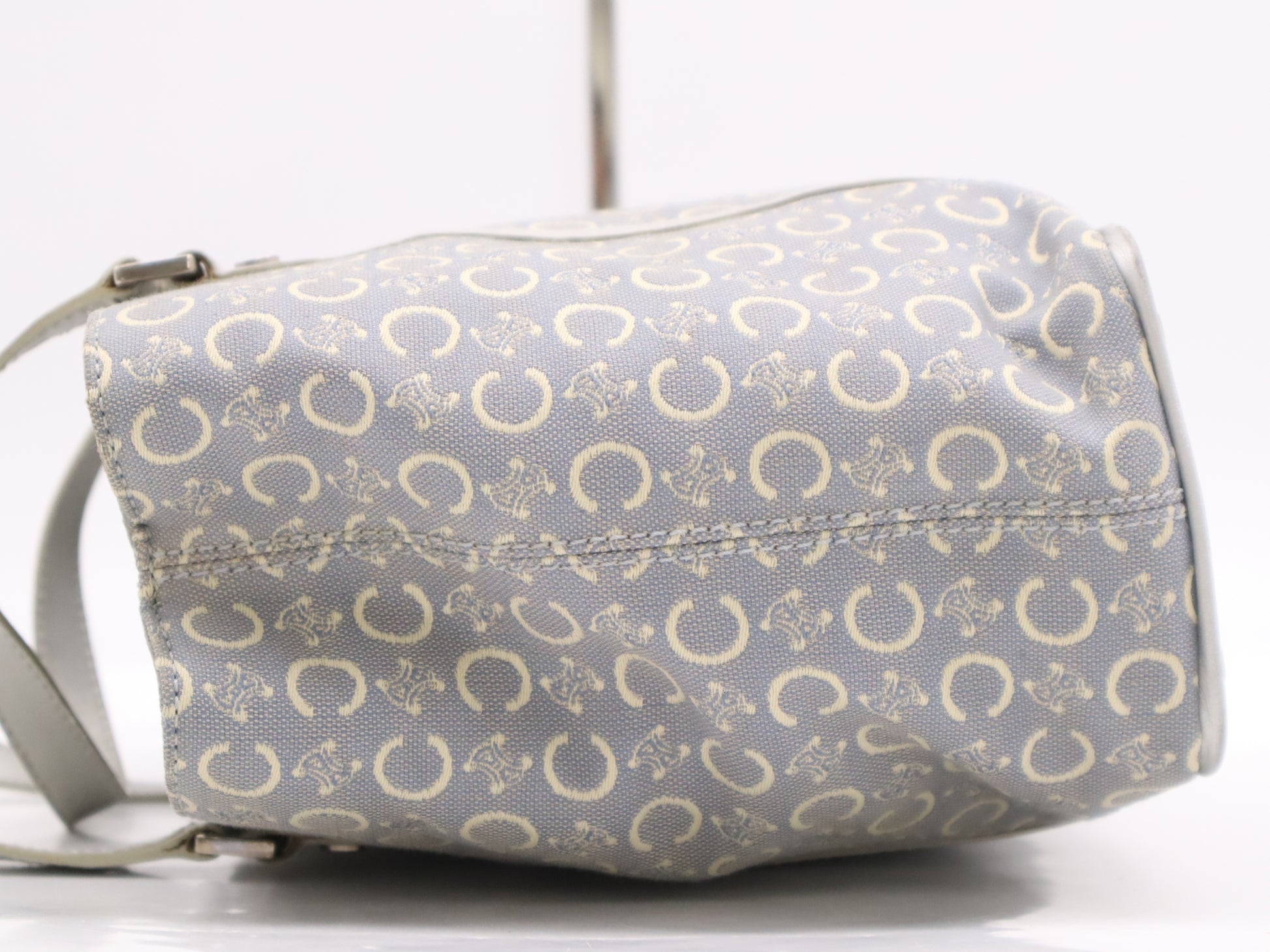 CELINE CE00/13 Canvas C Macadam Tote Bag Blue White Silver Handbag