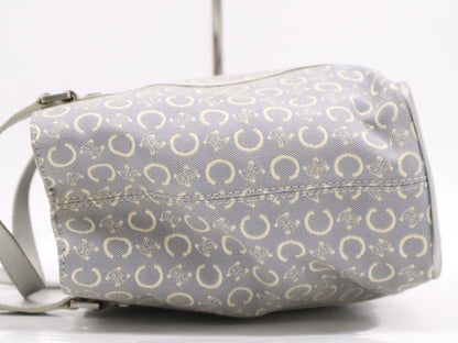 CELINE CE00/13 Canvas C Macadam Tote Bag Blue White Silver Handbag