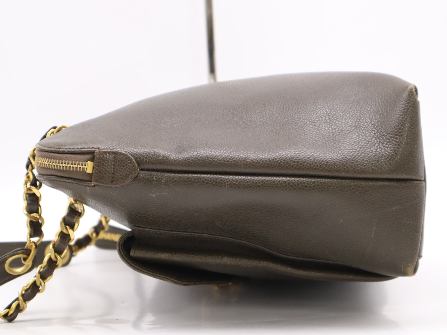 CHANEL Caviar Skin Matelasse Coco Mark Chain Shoulder Bag Brown GD Hardware Seal 3665173 Shoulder Bag