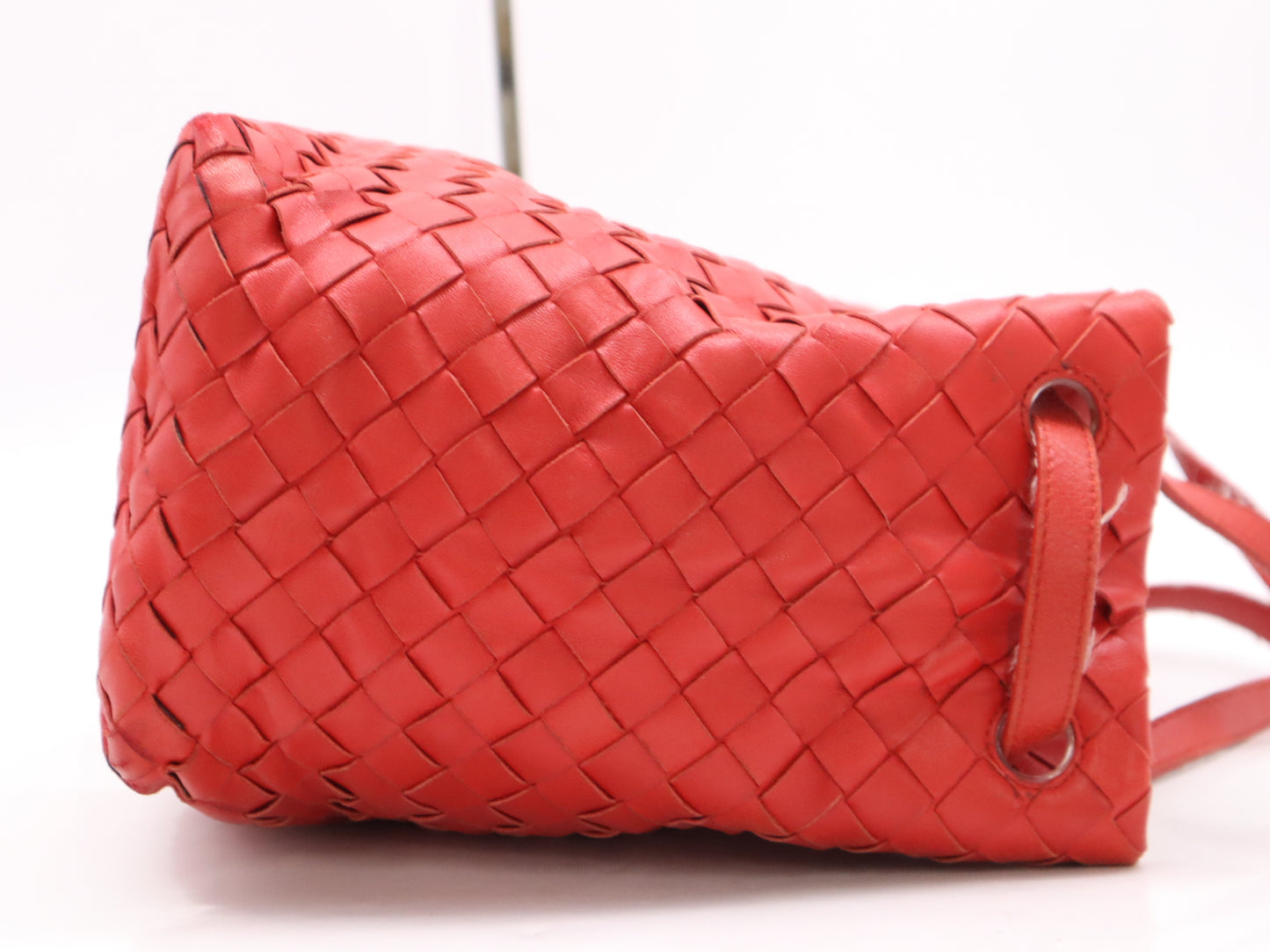 BOTTEGA VENETA Calfskin Intrecciato Tote Bag in Red with Dust Bag