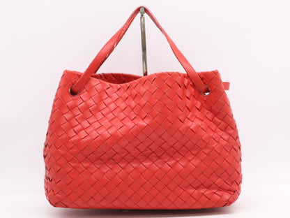 BOTTEGA VENETA Calfskin Intrecciato Tote Bag in Red with Dust Bag
