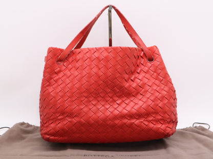 BOTTEGA VENETA Calfskin Intrecciato Tote Bag in Red with Dust Bag