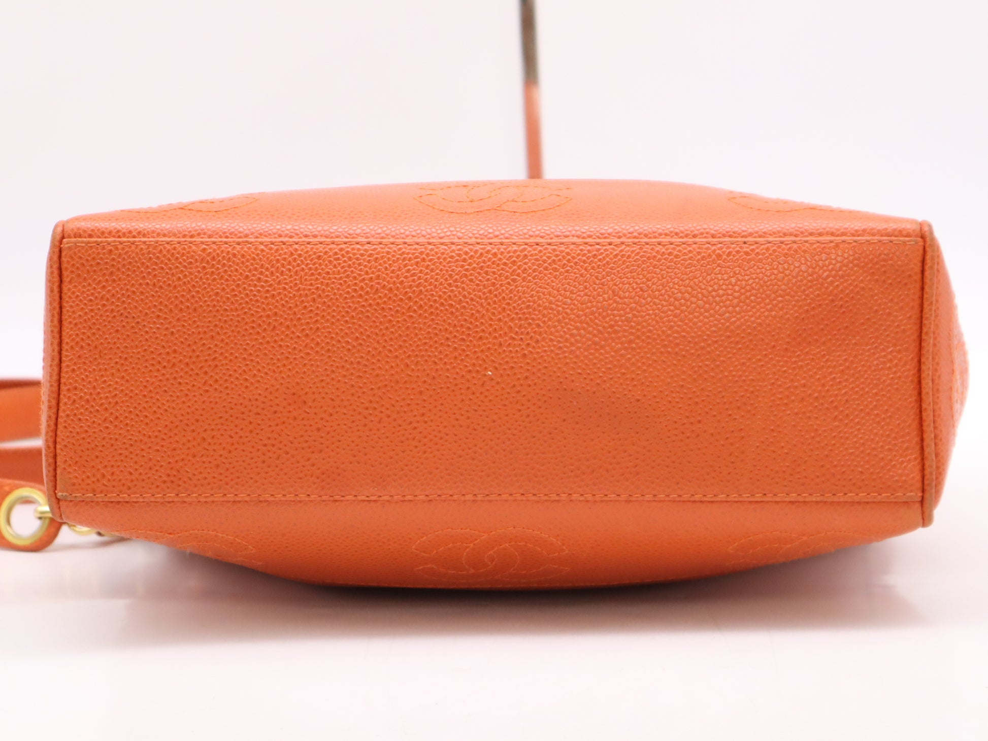 CHANEL Caviar Skin Triple Coco Mark Chain Tote Bag, Orange, GD Hardware, Seal, 4103638 Tote Bag
