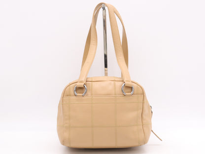 CHANEL Caviar Skin Chocolate Bar Tote Bag, Beige, Silver Hardware, Sticker, Card Included, 10103712, Handbag