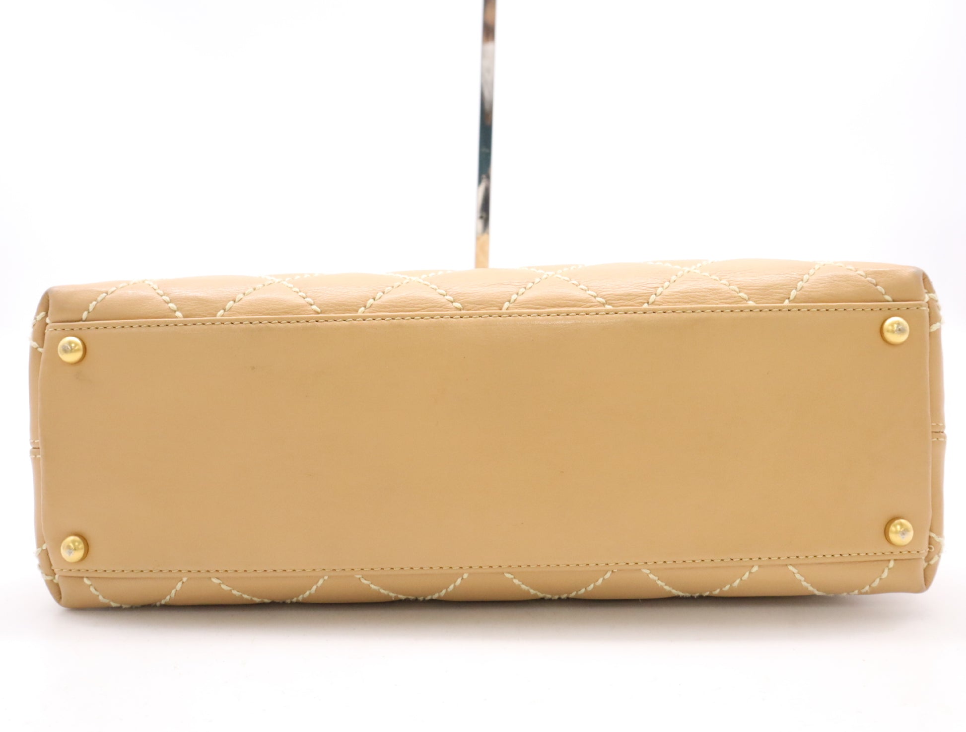 CHANEL Leather Wild Stitch One-Shoulder Bag, Beige, GD Hardware, Seal, 8019577 Shoulder Bag