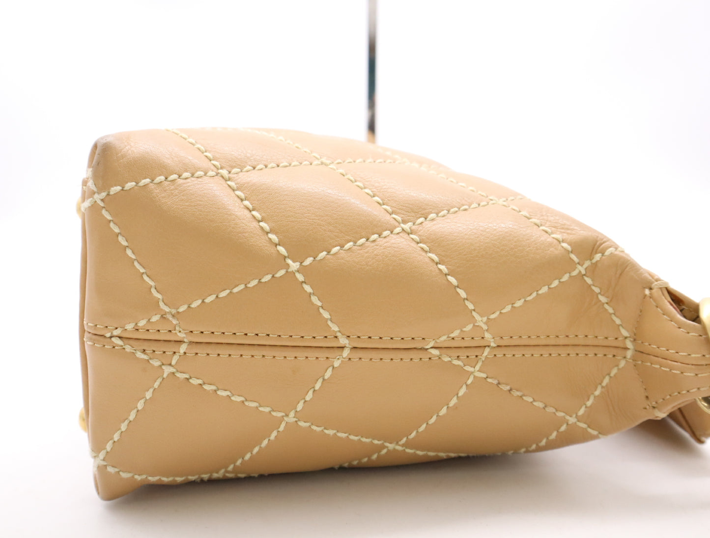 CHANEL Leather Wild Stitch One-Shoulder Bag, Beige, GD Hardware, Seal, 8019577 Shoulder Bag