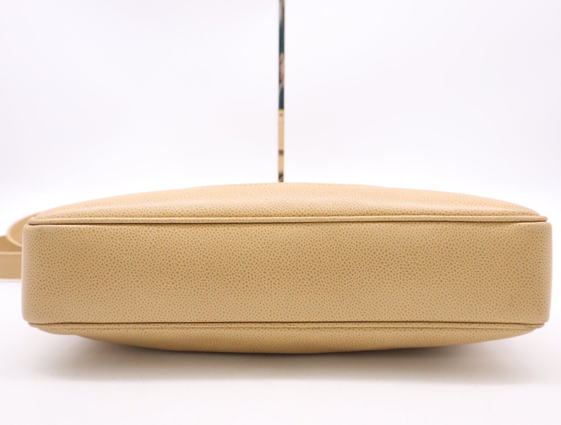 CHANEL Leather Coco Mark Chain Tote Bag Beige GD Hardware Tote Bag