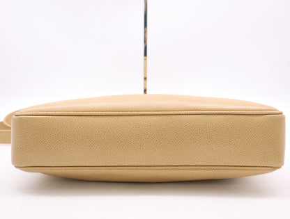 CHANEL Leather Coco Mark Chain Tote Bag Beige GD Hardware Tote Bag