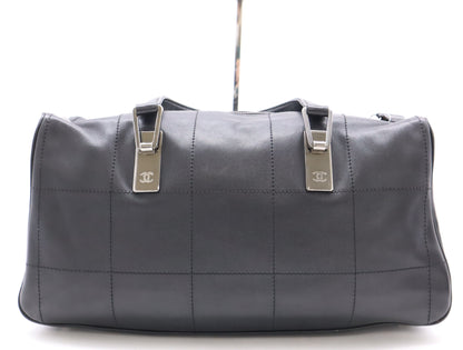 CHANEL Leather Chocolate Bar Mini Boston Bag, Black, with Sterling Silver Hardware and Dust Bag