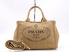 PRADA Canvas Canapa Tote Mini 2-Way Brown with GD Hardware and Shoulder Strap