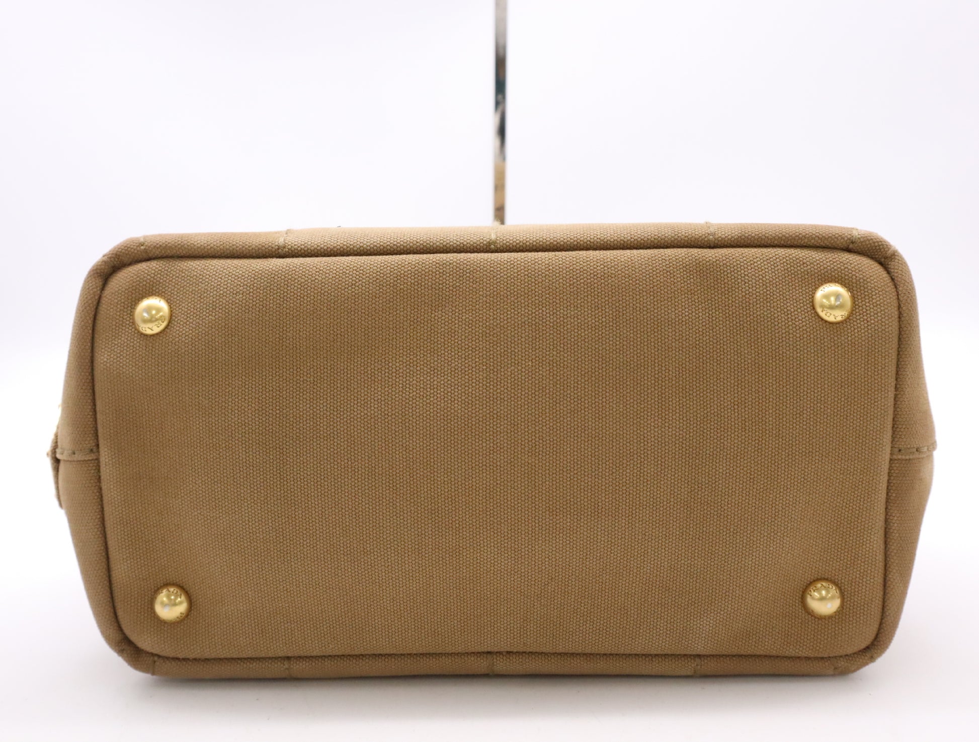 PRADA Canvas Canapa Tote Mini 2-Way Brown with GD Hardware and Shoulder Strap