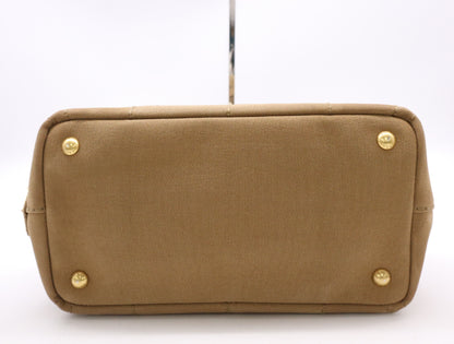 PRADA Canvas Canapa Tote Mini 2-Way Brown with GD Hardware and Shoulder Strap