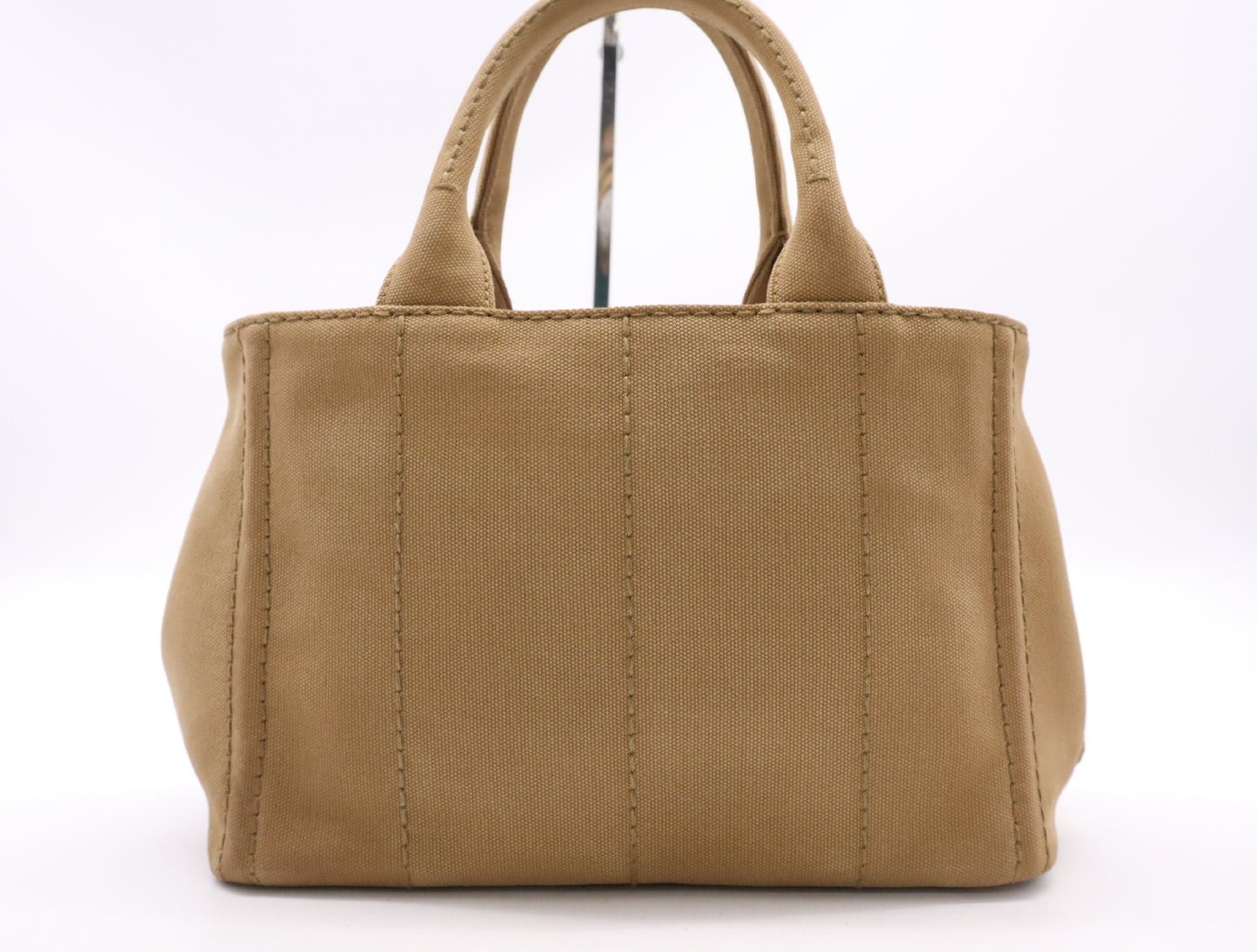 PRADA Canvas Canapa Tote Mini 2-Way Brown with GD Hardware and Shoulder Strap
