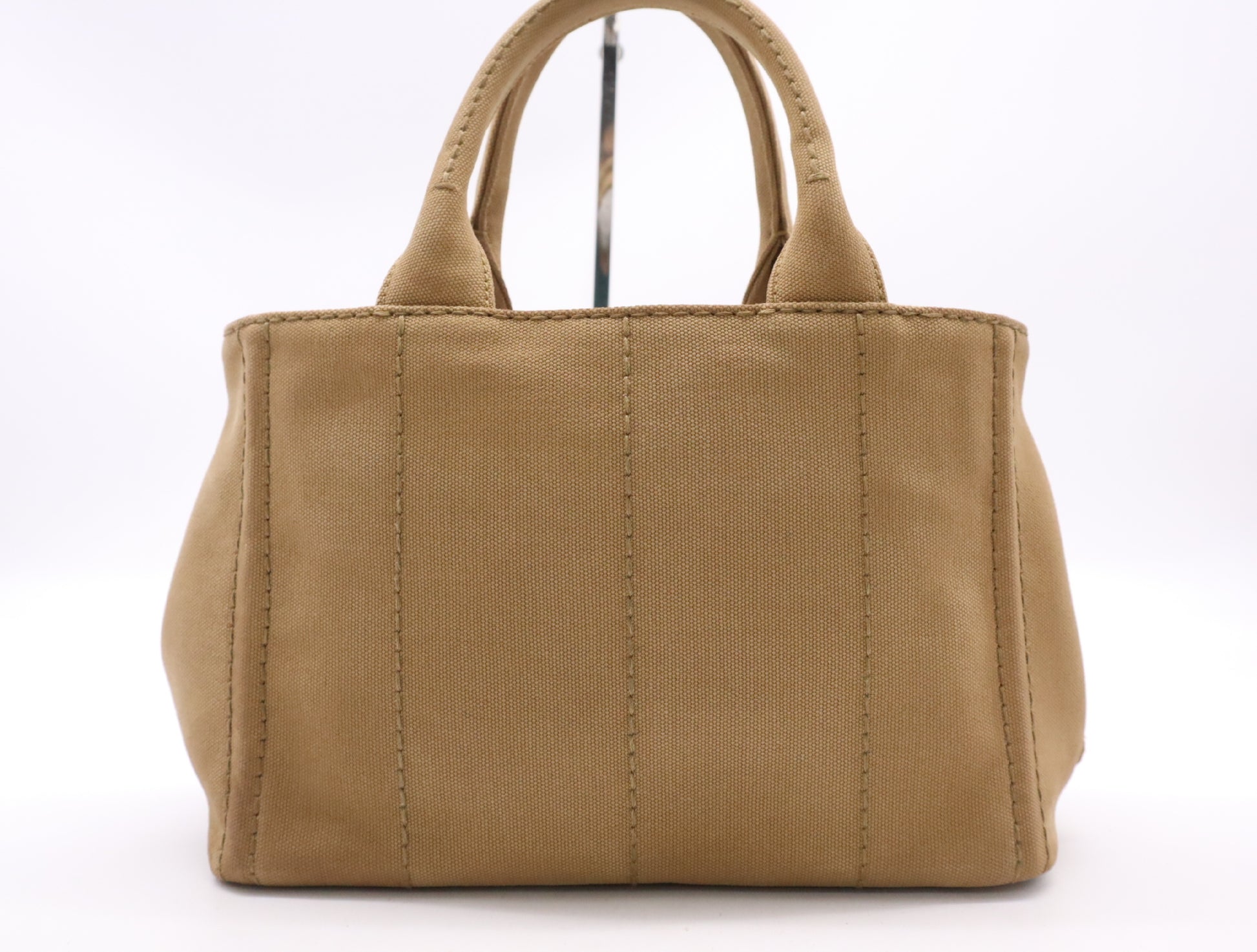PRADA Canvas Canapa Tote Mini 2-Way Brown with GD Hardware and Shoulder Strap