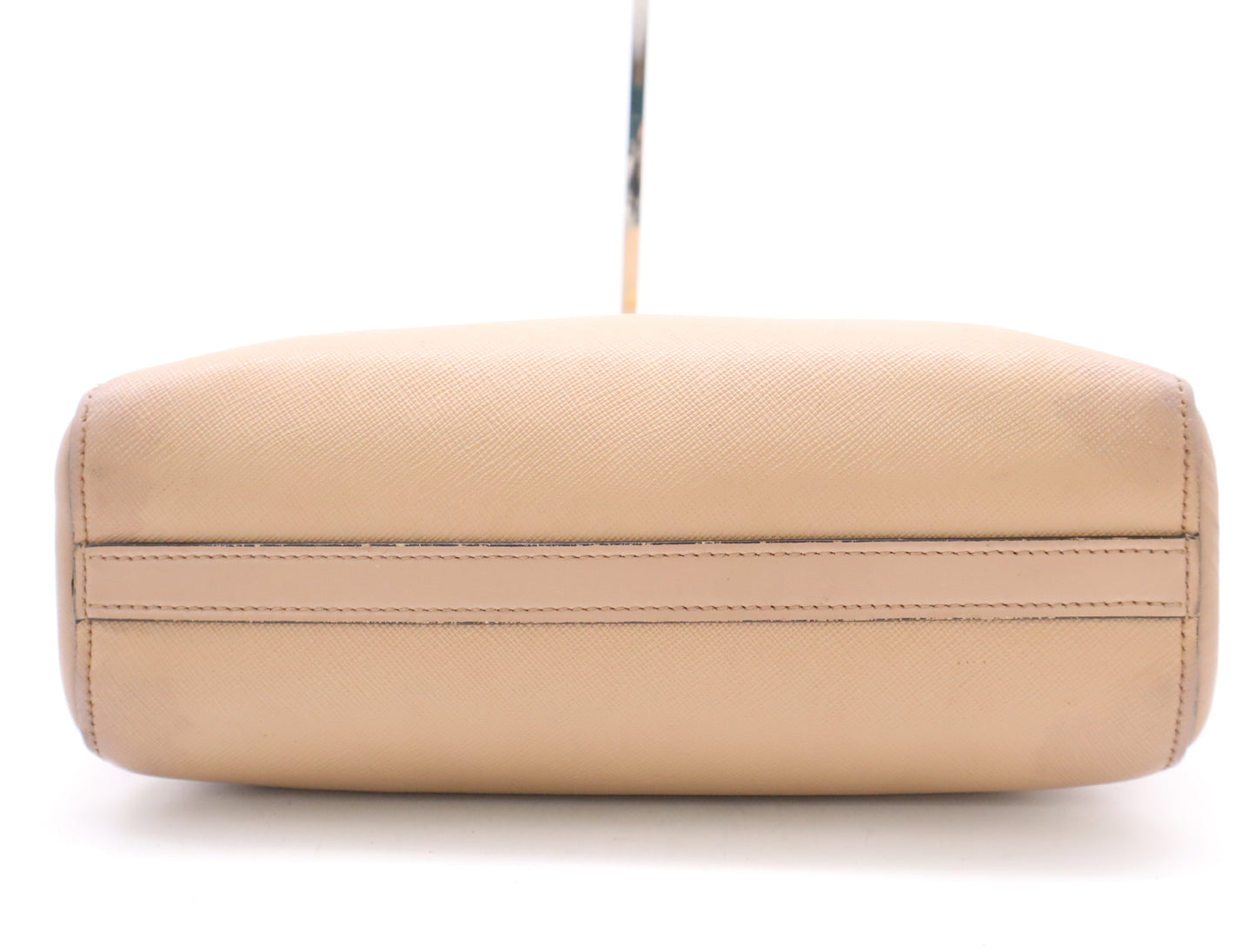 PRADA 2-way leather handbag in pink with GD hardware, shoulder strap, and clochette.