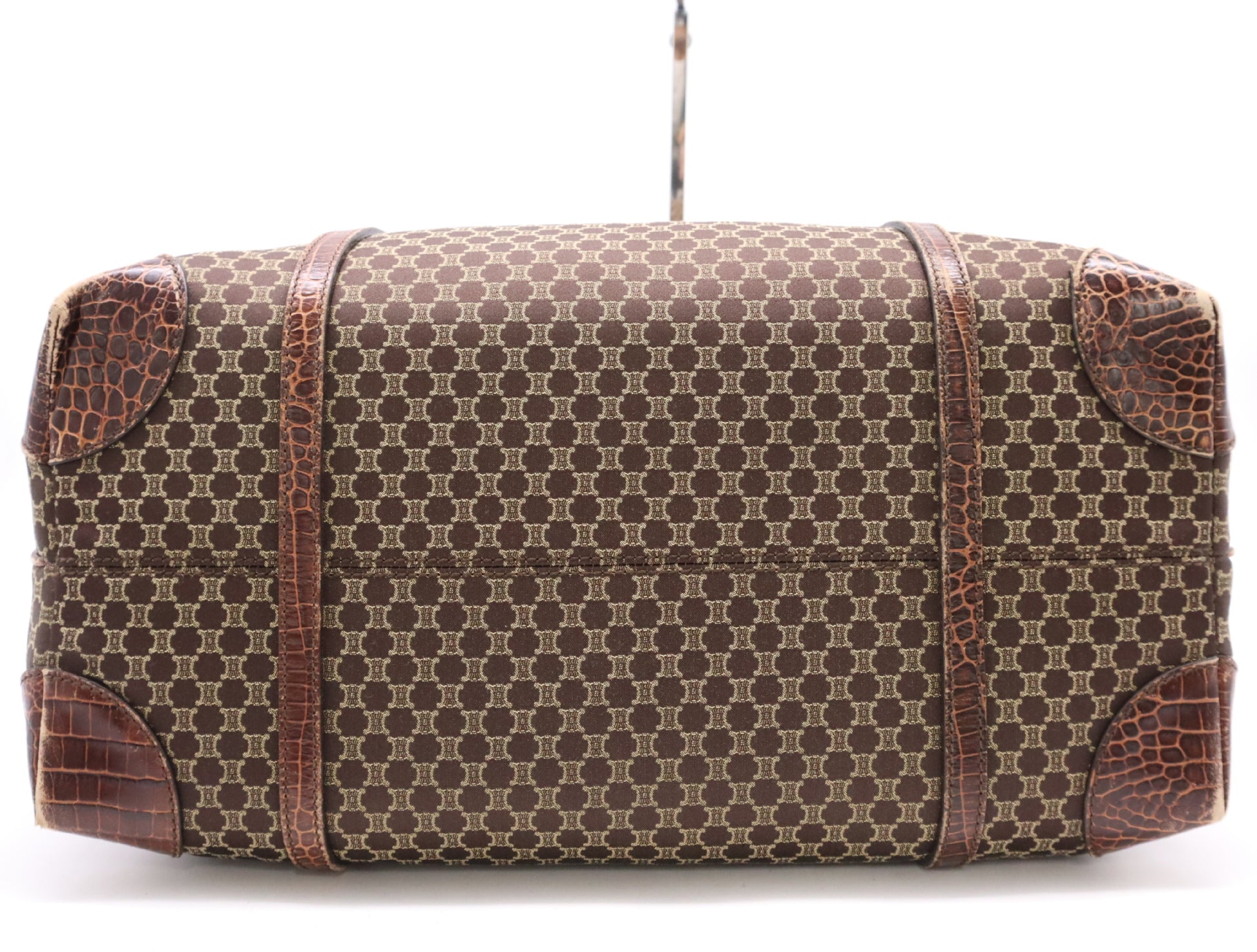 CELINE Canvas x Leather Macadam Crocodile Embossed Tote Bag Brown Tote Bag