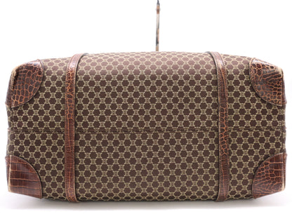 CELINE Canvas x Leather Macadam Crocodile Embossed Tote Bag Brown Tote Bag