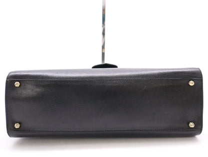 CELINE Leather Handbag Black with Gold Hardware