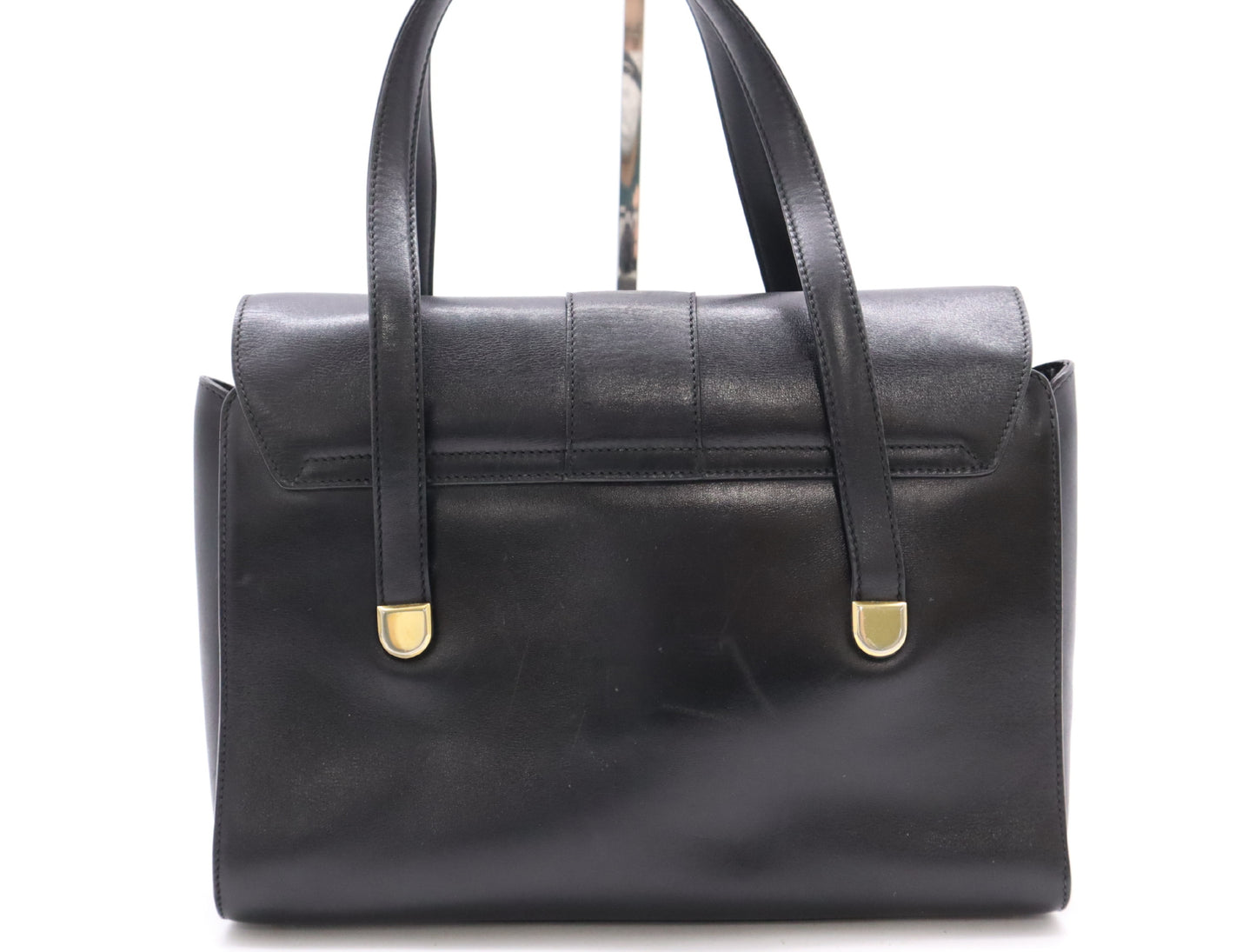 CELINE Leather Handbag Black with Gold Hardware