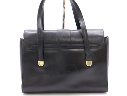 CELINE Leather Handbag Black with Gold Hardware