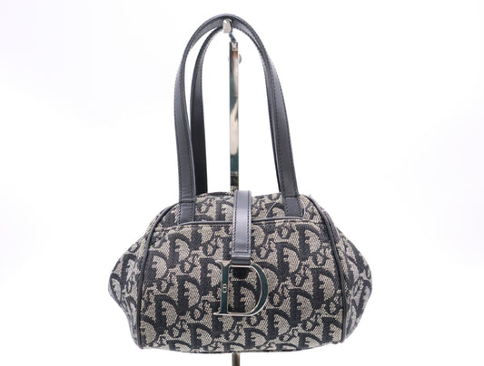 Dior Canvas and Leather Trotter Mini Handbag with Silver Hardware
