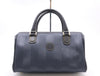 FENDI Nylon Pecan Print Handbag in Navy with Gold Hardware
