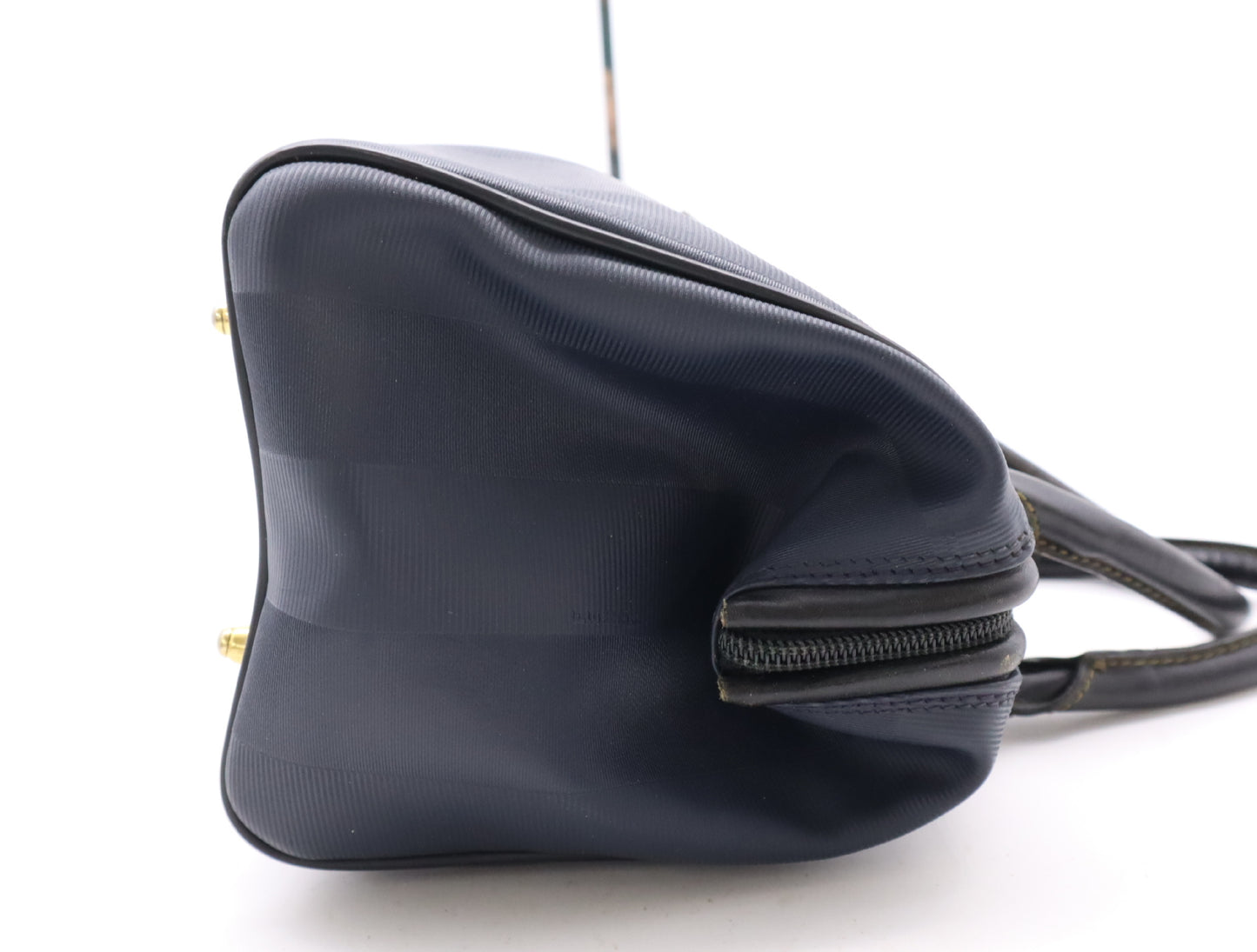 FENDI Nylon Pecan Print Handbag in Navy with Gold Hardware