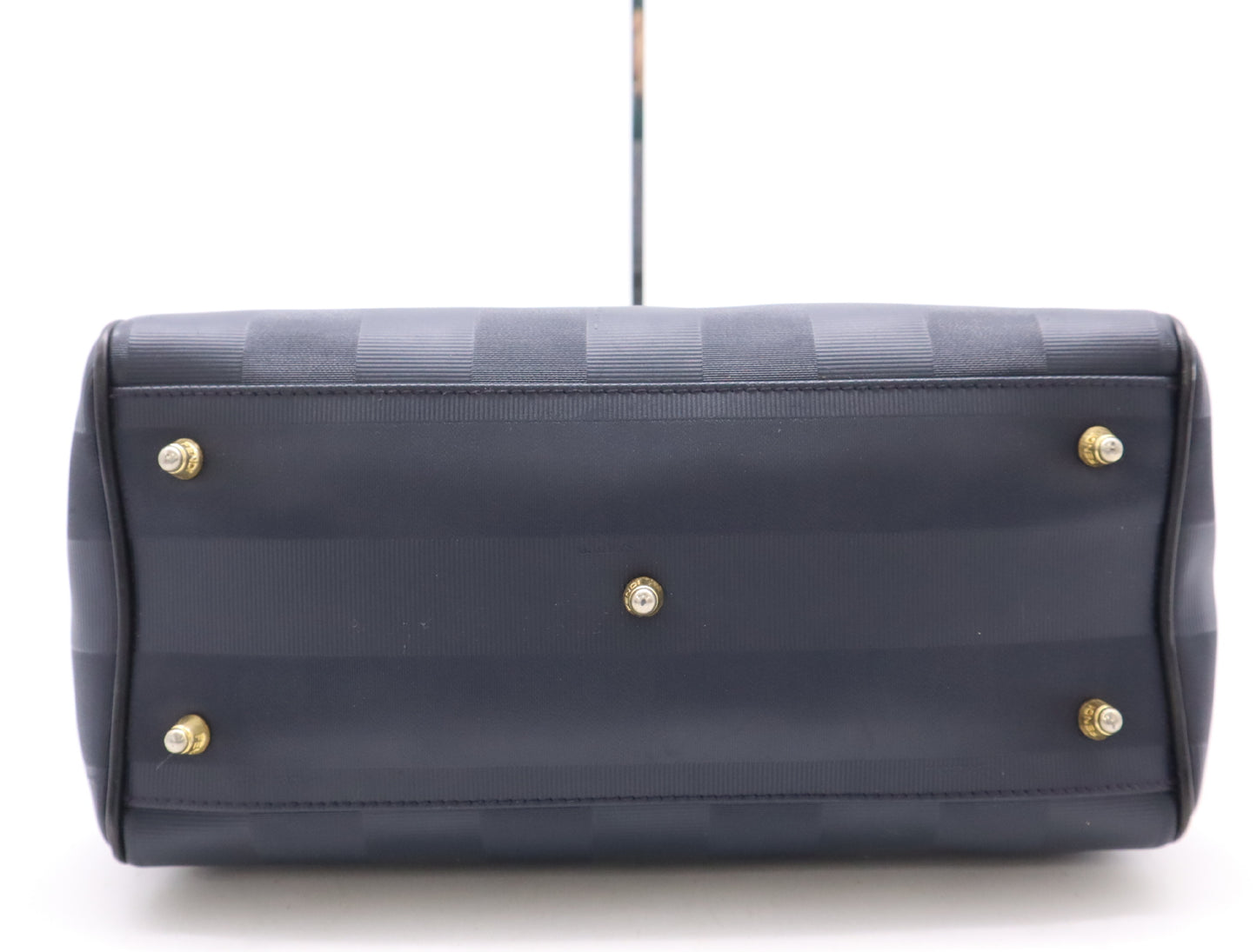 FENDI Nylon Pecan Print Handbag in Navy with Gold Hardware