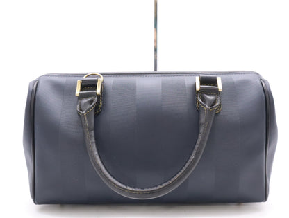 FENDI Nylon Pecan Print Handbag in Navy with Gold Hardware
