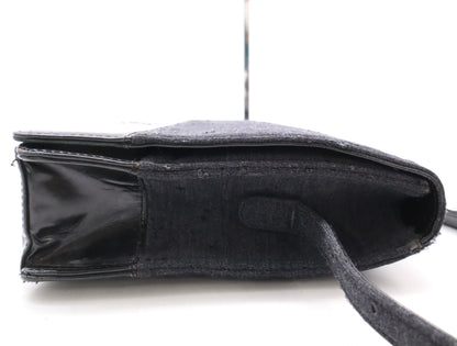 CHANEL Leather Cotton Jersey Patent Leather Coco Mark Shoulder Bag