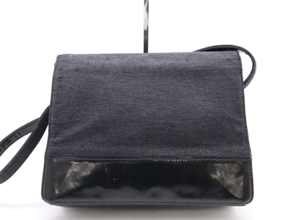 CHANEL Leather Cotton Jersey Patent Leather Coco Mark Shoulder Bag