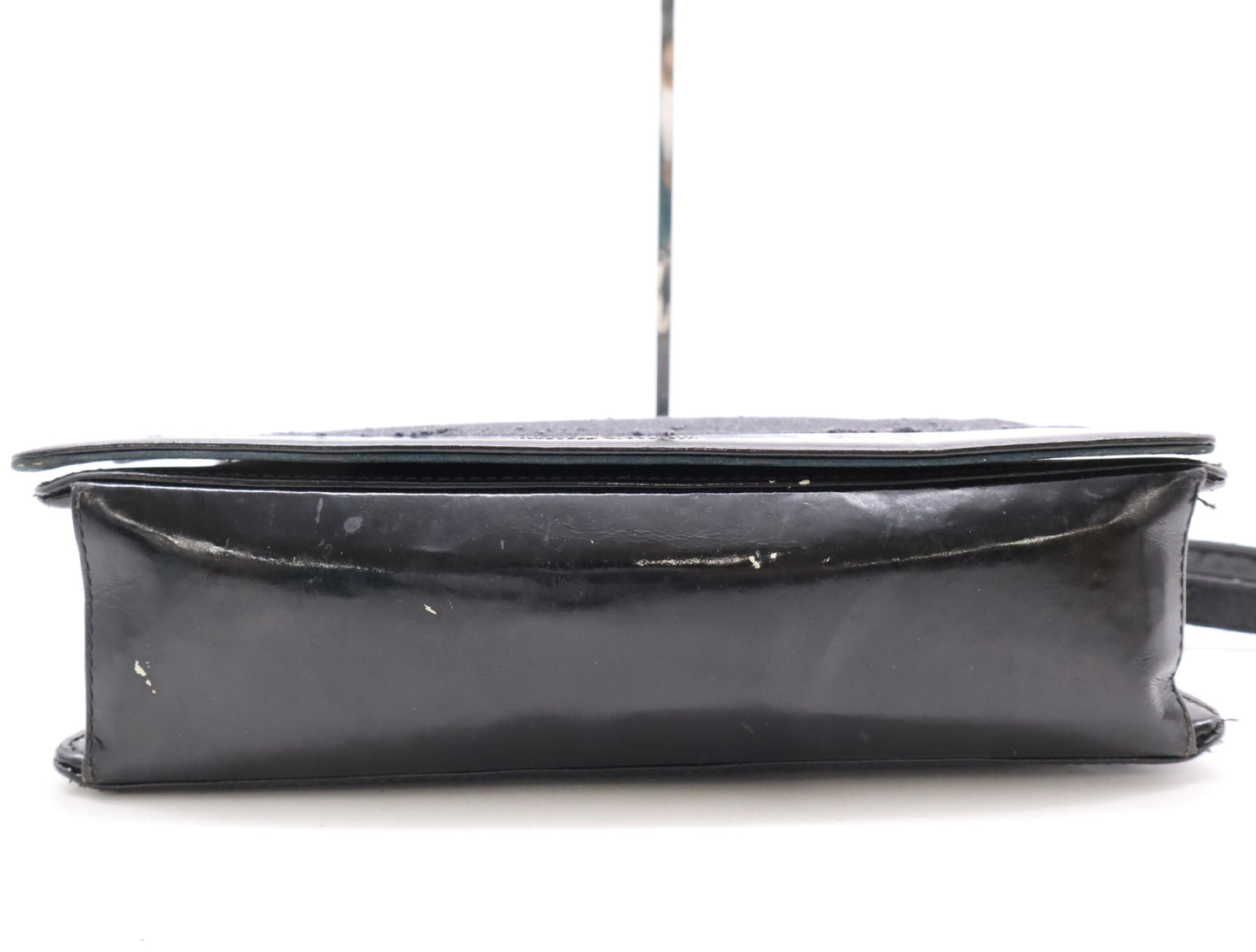 CHANEL Leather Cotton Jersey Patent Leather Coco Mark Shoulder Bag