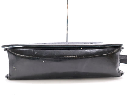 CHANEL Leather Cotton Jersey Patent Leather Coco Mark Shoulder Bag