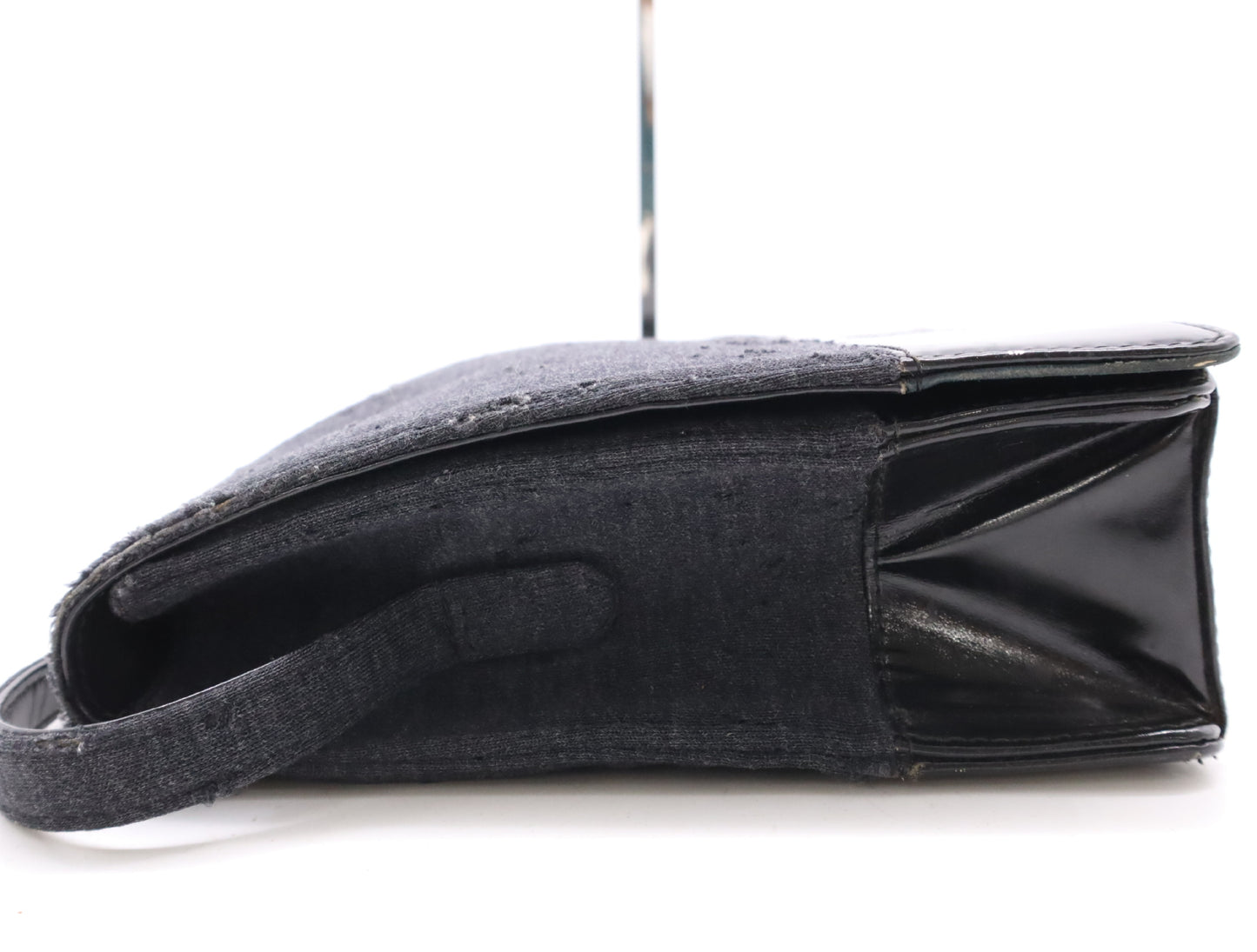 CHANEL Leather Cotton Jersey Patent Leather Coco Mark Shoulder Bag