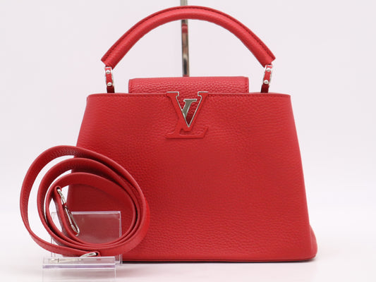 LOUIS VUITTON M94754 Parnassus Capucines BB Ruby Handbag with Shoulder Strap
