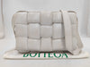 BOTTEGA VENETA 591970 Leather Padded Cassette Shoulder Bag in White with Sterling Silver Hardware and Dust Bag