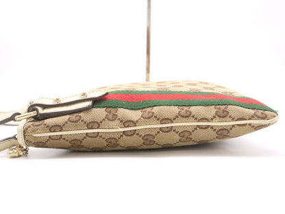 GUCCI 144388 GG Canvas Sherry Line Shoulder Bag, Beige with GD Hardware