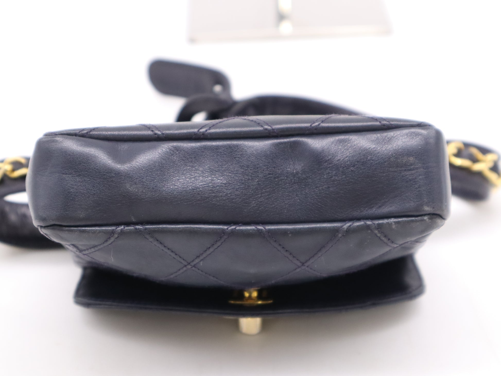 CHANEL Lambskin Matelasse Coco Mark Waist Bag in Black with GD Hardware